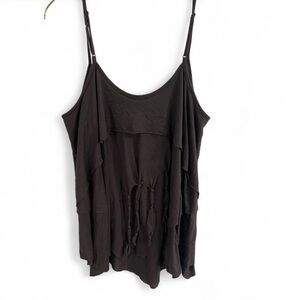 Converse Black Layered Fringe Spaghetti Strap Camisole